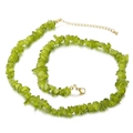 Irregular olive green cat-eye stone necklace with adjustable golden lobster clasp - Olive Green (KN226656-Z)