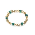 Pulsera de cadena dorada con cuentas de resina verde de diseño elegante minimal - Verde(KR101511-Z) / US 8