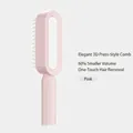 Pink 3D air cushion hairbrush with 60 percent volume reduction and easy clean button - Small Press Comb / Pink
