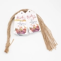 Detailed view of white paper thank you tags with watercolor succulent prints and jute twine - 14-White Succulent