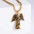 Colgante de ángel de acero inoxidable dorado con diseño de cupido en estilo vintage - Con cadena / Dorado