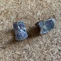 Rainbow micro-pave curved huggie earrings in silver-toned finish with colorful gems - Silver Base - Rainbow Multicolor Pavé Zirconia