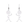 Minimalist stickman earrings with funny middle finger gesture in silver metal - Steel