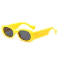 Retro bright yellow oval sunglasses with thick frames and dark tinted lenses for women - Yellow Frame Grey Lens