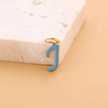 Golden plated titanium steel pendant with blue enamel letter J charm for DIY jewelry - Enamel Letter-J