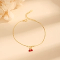 Bracciale con ciondolo a ciliegia in argento S925 dorato con chiusura a moschettone - Argento 925 / Oro