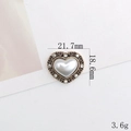 Detail view of heart-shaped pearl button with vintage metal frame and rhinestones - D1733 Rhinestone Pearl Heart