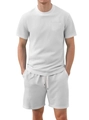 Men's white waffle knit two-piece short set with chest pocket and drawstring shorts - S / White