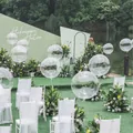 Pastel macaron party balloons with white chairs and floral decor for wedding venues - Special Price Drop - 10-inch Medium Balloons (52 Balloons) Transparent Balloons - A Must-have Choice