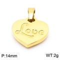 Polished 18K gold plated heart pendant with Love engraving and 14mm dimensions - Gold Love Engraved Heart Pendant (KP100681-Z)