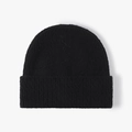 Gorro de punto negro clásico con dobladillo para calidez y estilo invernal al aire libre - Negro