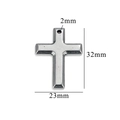 Silver stainless steel cross pendant, size 32x23mm with 2mm hanging hole, vintage style - Style 47