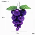 Grappolo d'uva decorativo viola da 18 cm con finitura metallica e foglie verdi - Medio (18cm) / Viola