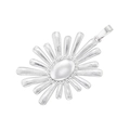 Détail du pendentif fleur de soleil argenté vintage avec perle ovale centrale - VD1585 Tournesol-Or Blanc