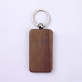 Blank rectangular walnut wood keychain with silver ring for personalized engraving - Black Walnut Rectangle