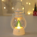 White vintage Christmas LED lantern with warm light and festive tree pattern - Christmas Lantern (Christmas Tree)