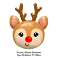Cartoon reindeer foil balloon in brown for Christmas party decoration, size 55x68cm - Red Nose Reindeer Head / 55x68cm