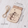 Wooden snowman mason jar Christmas tag with twine hanging rope and measurement specs - Snowman with Scarf Pattern (GJ09H)
