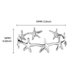 Detail view of starfish bangle measurements showing 51mm width and 16mm height specs - Silver Hollow Starfish / Silver