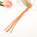 Handwoven orange braided phone lanyard with black speckles and minimalist knotted rope design - Orange