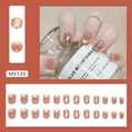 Cat eye press-on nails with french firework design in warm reddish-brown and gold - Romantic Bloom Cat Eye Fireworks Style (MY120) / 24 Pcs/Box (With Glue)