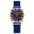 Orologio da donna al quarzo con cinturino blu a maglia e quadrante a raggio di sole - Blu