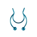 Blue stainless steel U-shaped non-piercing nose ring with round beads for unisex fashion - Blue