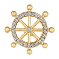 Goldene Anstecknadel in Ruderform mit weißen Strasssteinen und nautischem Thema - Ruder Stil (XZ7515)