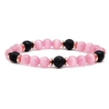Bracciale in pietra lavica e occhio di gatto rosa con eleganti distanziali in oro rosa - 307 Occhio di Gatto Rosa