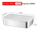 Extra large 2400ml rectangular stainless steel food container with white airtight lid - 201 XL (White Lid/2400ML)