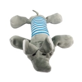 Elephant-shaped plush dog toy with grey fur and blue-white striped back for large dogs - Grey Elephant