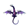 Vintage flying dragon brooch in dark purple enamel with ruby red crystals and diamonds - Antique Silver Purple