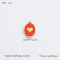 Waterproof gold-plated red enamel heart pendant necklace in an oval shape - PJ91059 Red Oval Heart Pendant