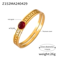 Bracciale rigido in acciaio al titanio dorato con catena a traforo e agata rossa - Stile Semplice Agata Rossa Trama Catena (Z152-Oro)