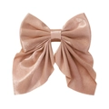 Glossy champagne silk satin large bow hair clip for girls with a premium texture finish - Champagne (15)