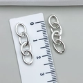 Silver four-link DIY metal keychain chain extension shown next to a metric ruler - 27x7mm (1.0g) / Bright Silver