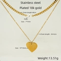 Collana a doppio strato in acciaio inossidabile placcato oro 18K con cuore e perla - Collana di Perle a Cuore a Doppio Strato Dorata (ZXG063-金色)