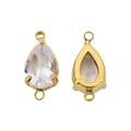 Golden teardrop zirconia double-hole connectors for DIY jewelry making and earrings - Teardrop Zirconia 1.5mm Double Hole Pendant White