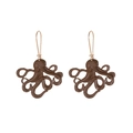 Bruine octopusvormige hars oorbellen met roségouden metalen haken voor dames - Koffiebruine Inktvisvormstijl