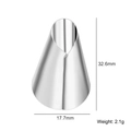 Stainless steel piping nozzle for petal patterns, 32.6mm height and 17.7mm base width - US 3