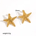 Starfish gold stud earrings for women with detailed ocean style texture in 35mm size - Gold Conch Spiral Style(TE60250)