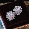 Boucles d'oreilles flocon en argent S925 avec zircons scintillants dans un écrin cadeau - D0179 Clous flocon de neige / Argenté