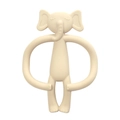 Beige elephant-shaped silicone baby teether with easy-grip handles for newborns - Elephant-Milk Tea