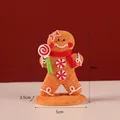 Cartoon gingerbread man figurine with red scarf and lollipop for Christmas decor - Boy with Lollipop - Small