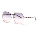 Gold metal polygon sunglasses with purple gradient lenses and tortoiseshell temples - Purple Pink
