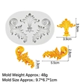 European relief silicone mold with classic leaf patterns for fondant cake decoration - Model 3#15-1141 / Gray
