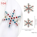 Silver snowflake napkin ring with red and blue rhinestones for Christmas table decor - Rhinestone Snowflake Style 104