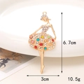 Macro shot of gold ballerina pendant with colorful rhinestones, 6.7cm x 3cm size detail - D364 Colorful Dancer