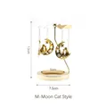 Golden spinning candle holder with moon and cat charms for 5cm diameter cups - 7.5CM Moon Cat Style