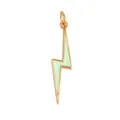 Golden lightning bolt pendant with mint green enamel for DIY jewelry making - Slim Lightning-Light Green